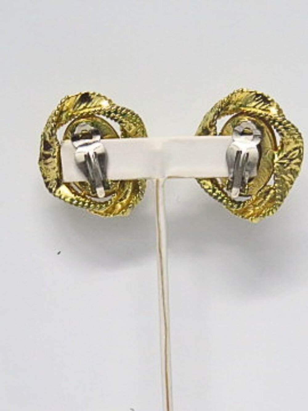 Vintage Gold Tone Crystal Statement Clip-On Earrings - Picture 2 of 7